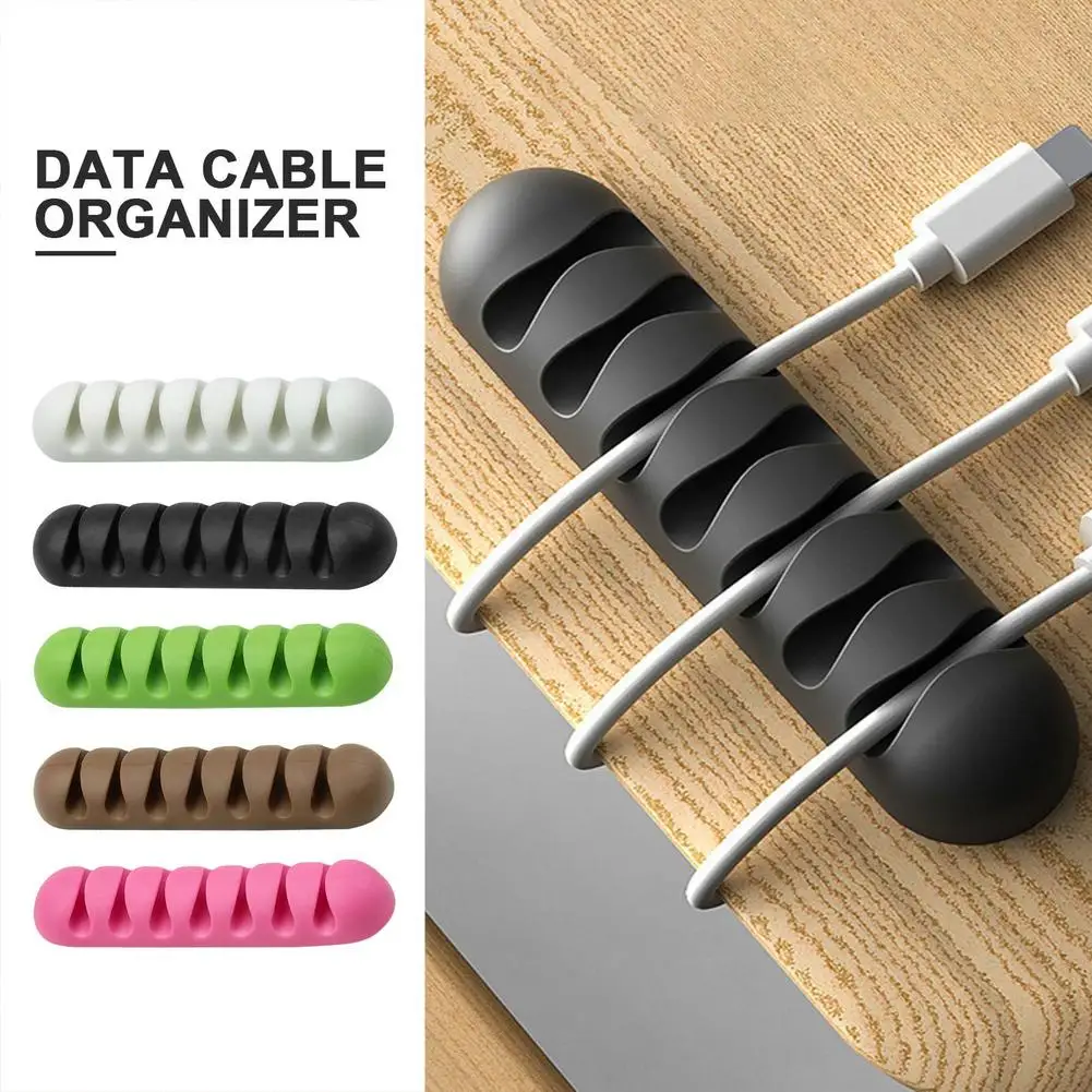 USB Cable Organizer Wire Winder Silicone Tie Fixer Wire Management Organizador Cord Clip Office Desktop Phone Cables Holder