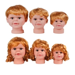 Cute And Lifelike Children's Head Model PVC Golden Wig Simulation High-Quality Doll Head Display Boys And Girls' Hat Glasses