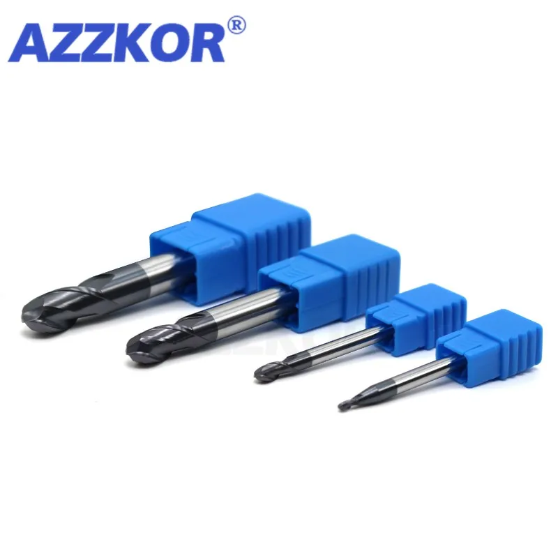 Milling Cutter Alloy Coating Tungsten Steel Tool CNC Maching Hrc50  Ball Nose Endmills  AZZKOR Top Milling CutterMachine Endmill