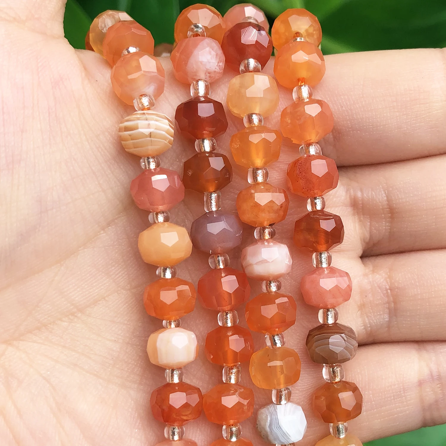 8x6mm Natural Faceted Orange Persian Agates Stone Column Shape Loose Gem Beads for Jewelry Making DIY Bracelet Accessories 7.5''