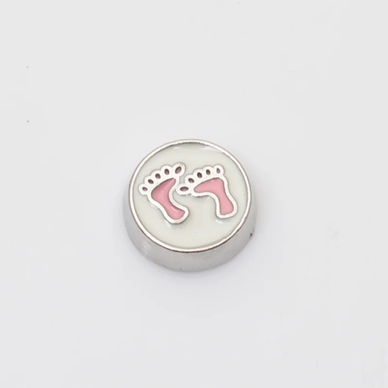 Pink baby footprint, Floating charms,Fit floating charm lockets, FC0190