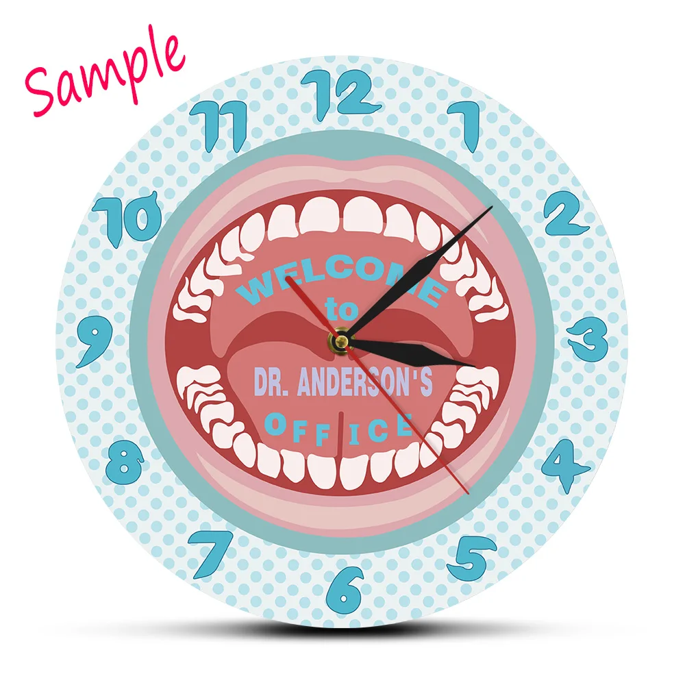 Personalized Your Name Dentist Wall Clock Custom Dentist Name Hygienist Sign Teeth Wall Clock Dental Clinic Dentistry Wall Decor