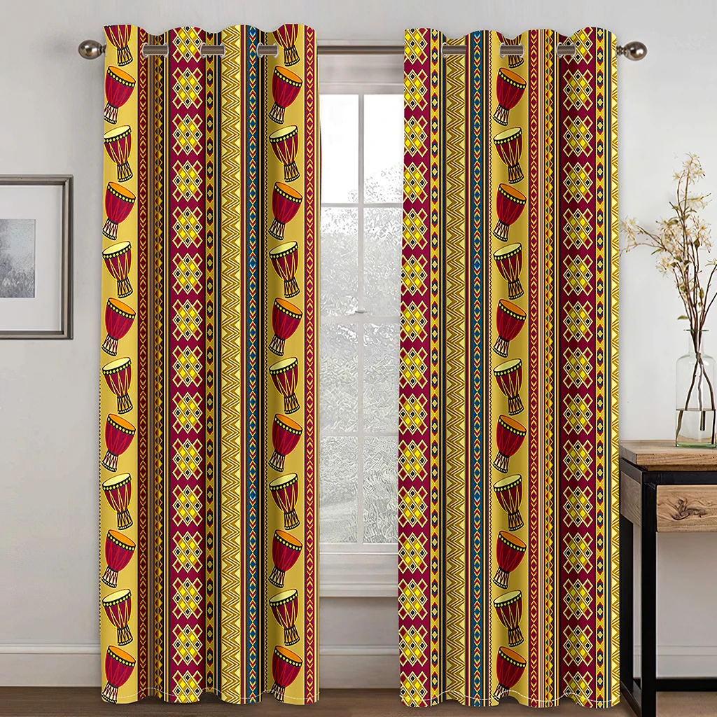 Boho Window Curtain for Bedroom Bohemian Kitchen Curtains Country Style Living Room Blackout Curtain(2Panels)カーテンCotinas De Sala