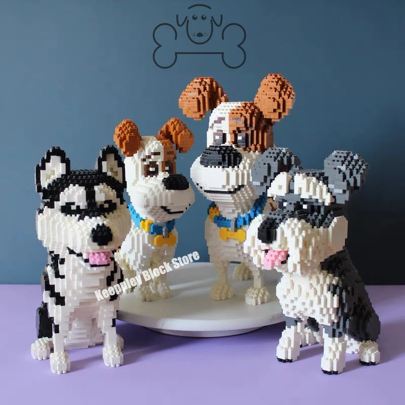 Balody Micro Blocks Mini Animals Corgi Pet Shepherd Dog Model Husky Building Kits Bricks Dachshund Dogs Schnauzer Toys For Kid