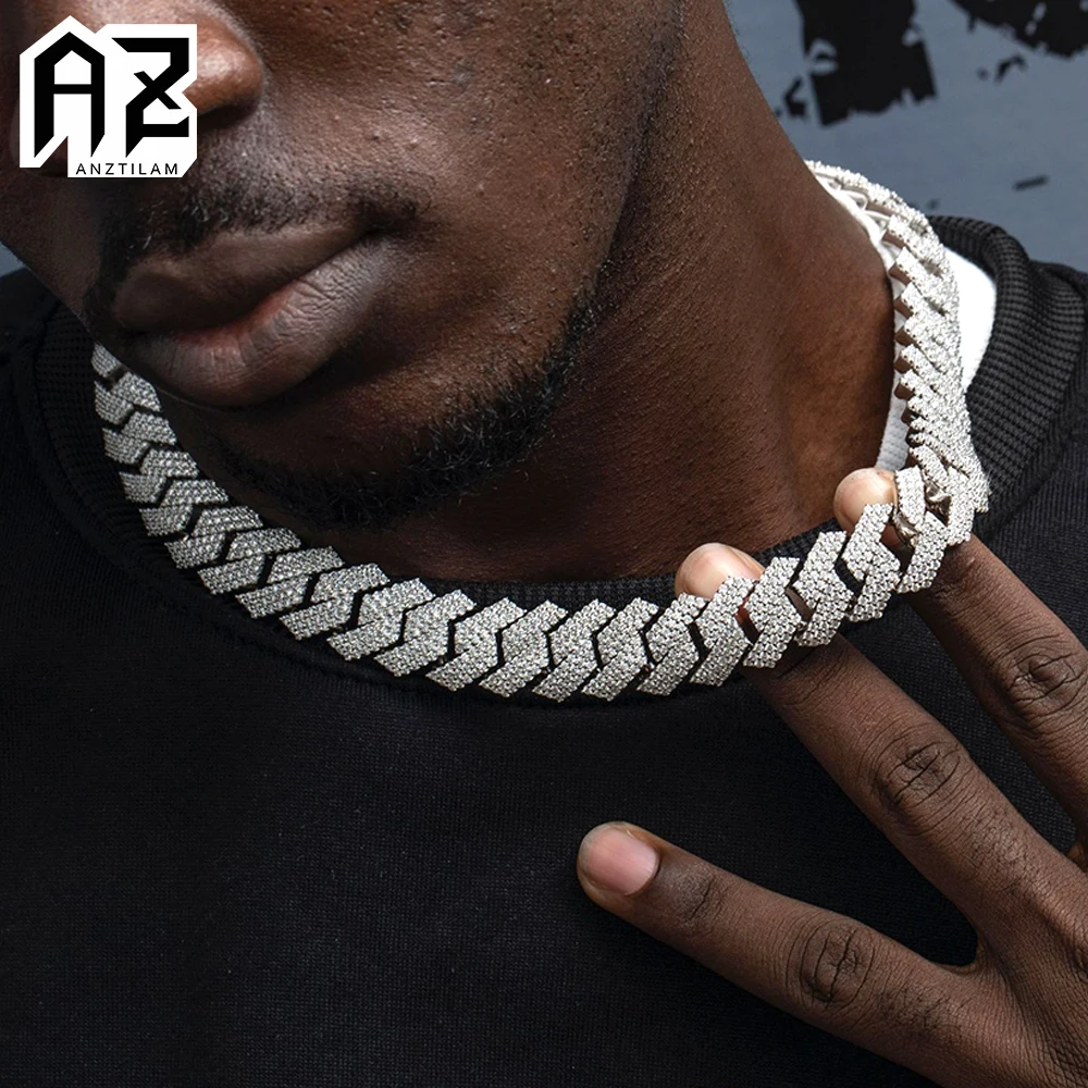 AZ 20mm 3 Rows Iced Out Necklaces Cuban Link Chain Necklaces for Men Women Hip Hop Bling Zircon Goth Choker Free Shipping