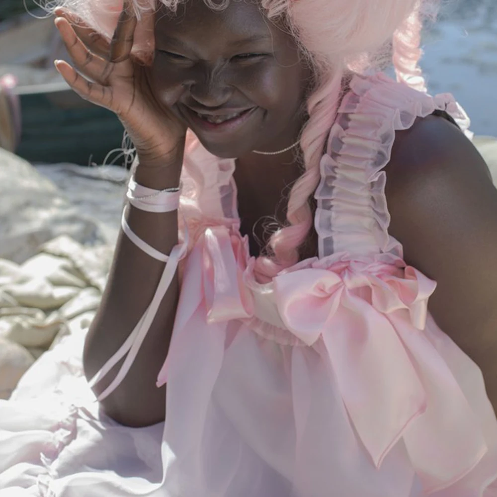 Robe de soirée en Organza rose Lolita pour filles, tenue de bal de forme trapèze, élégante, avec col carré, 2023