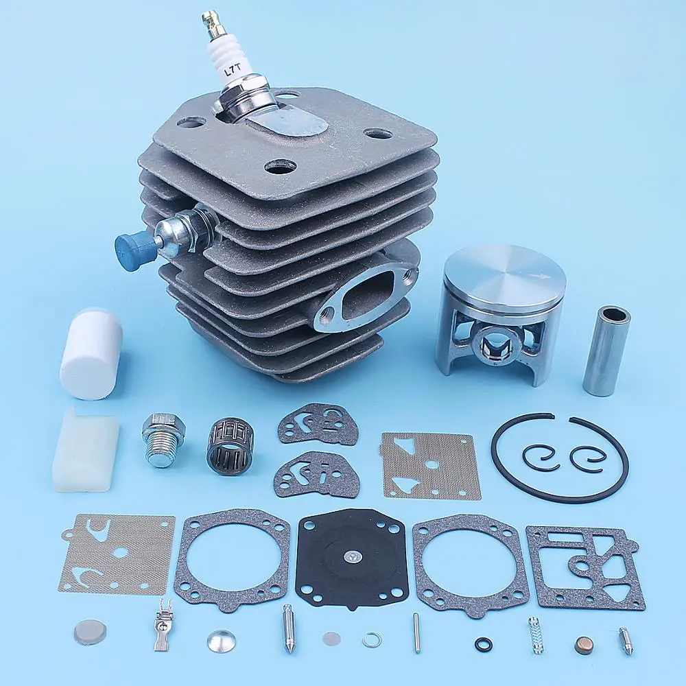 45mm Cylinder Piston Bearing Carb Kit For Husqvarna 154 254 154XP 254XP Chainsaw Spark Plug Decompression Fuel Filter Spare Part