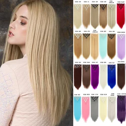 Synthetic 16 Clips In Hair extension Long Straight Hair Fake False Hairpiece Clip In Hair Extension