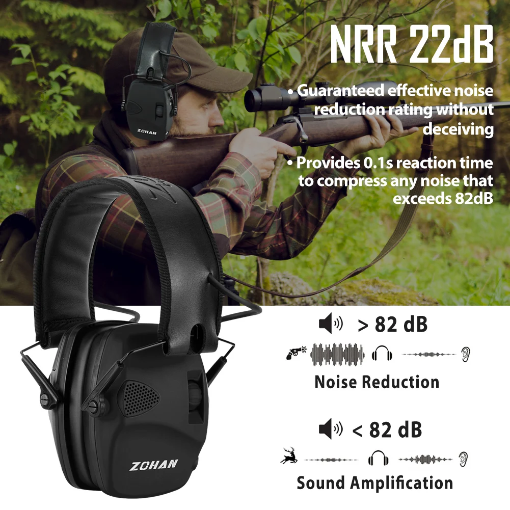 ZOHAN Earmuffs Active Headphones for Shooting Electronic Hearing protection Ear protect Noise Reduction active hunting headphone