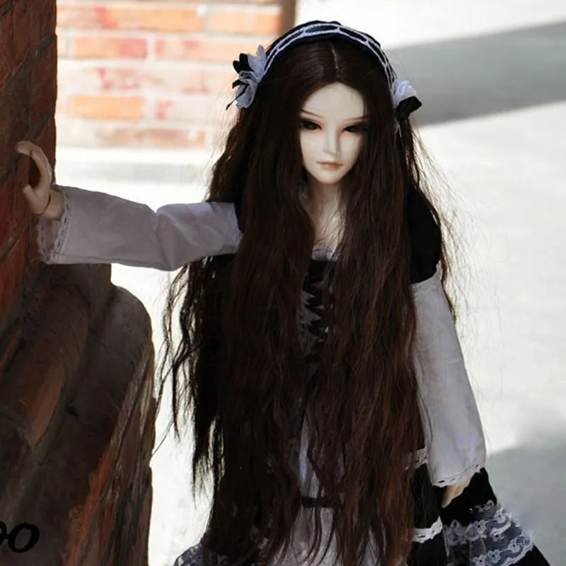 1/3 1/4 1/6 1/8  New Arrival Bjd SD Doll Wig High Temperature Wire Dark Coffee Long Beautiful Wavy For BJD Hair Wig