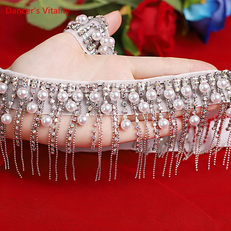 Belly Dance Belt Pearl Waist Tassel Diamond Chain Female Adult Oriental Dancing Competition Performance Accessories