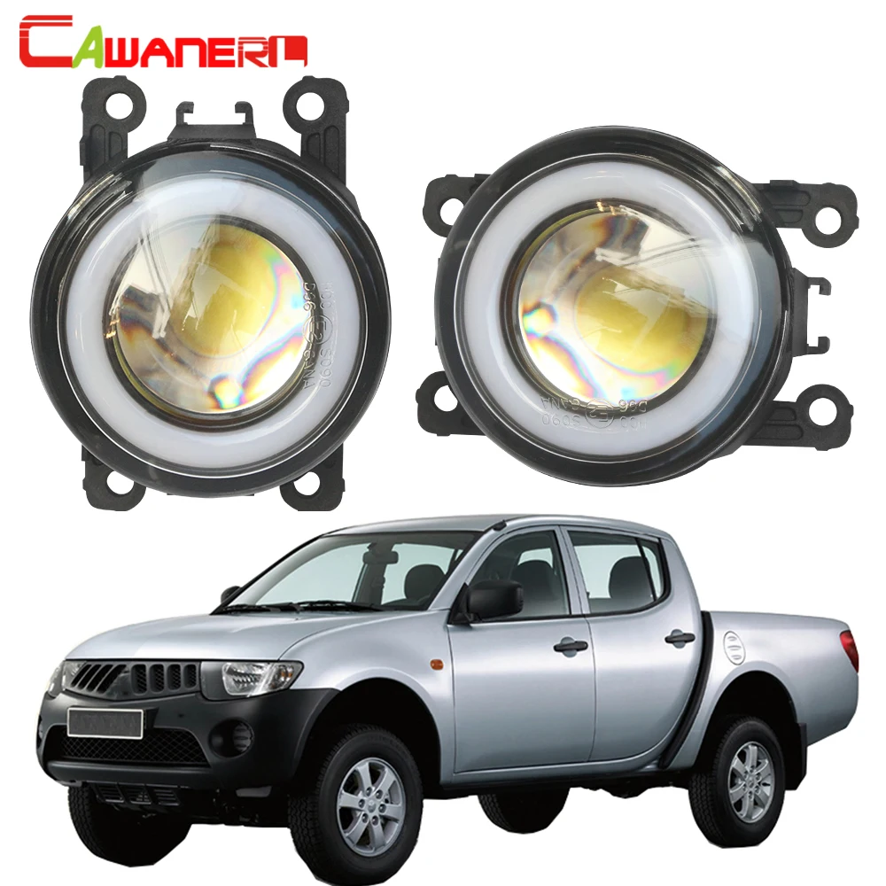 Cawanerl For Mitsubishi L200 KB_T KA_T Pickup 2005-2012 Car LED Bulb Fog Light COB Angel Eye Daytime Running Lamp 3000LM 12V