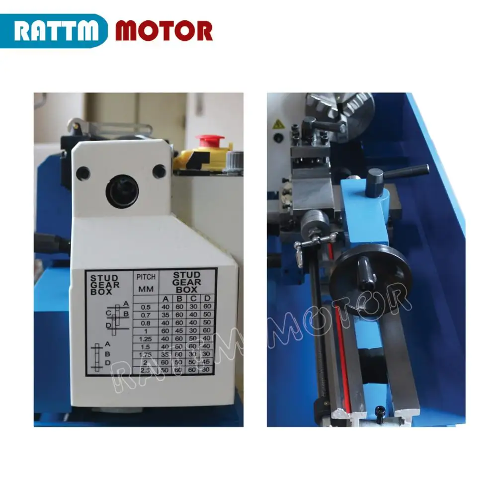 【EU】7" x 14" Mini Lathe Machine CJ 0618 550W for metal wood etc. Desktop woodworking machine Variable speed 220V