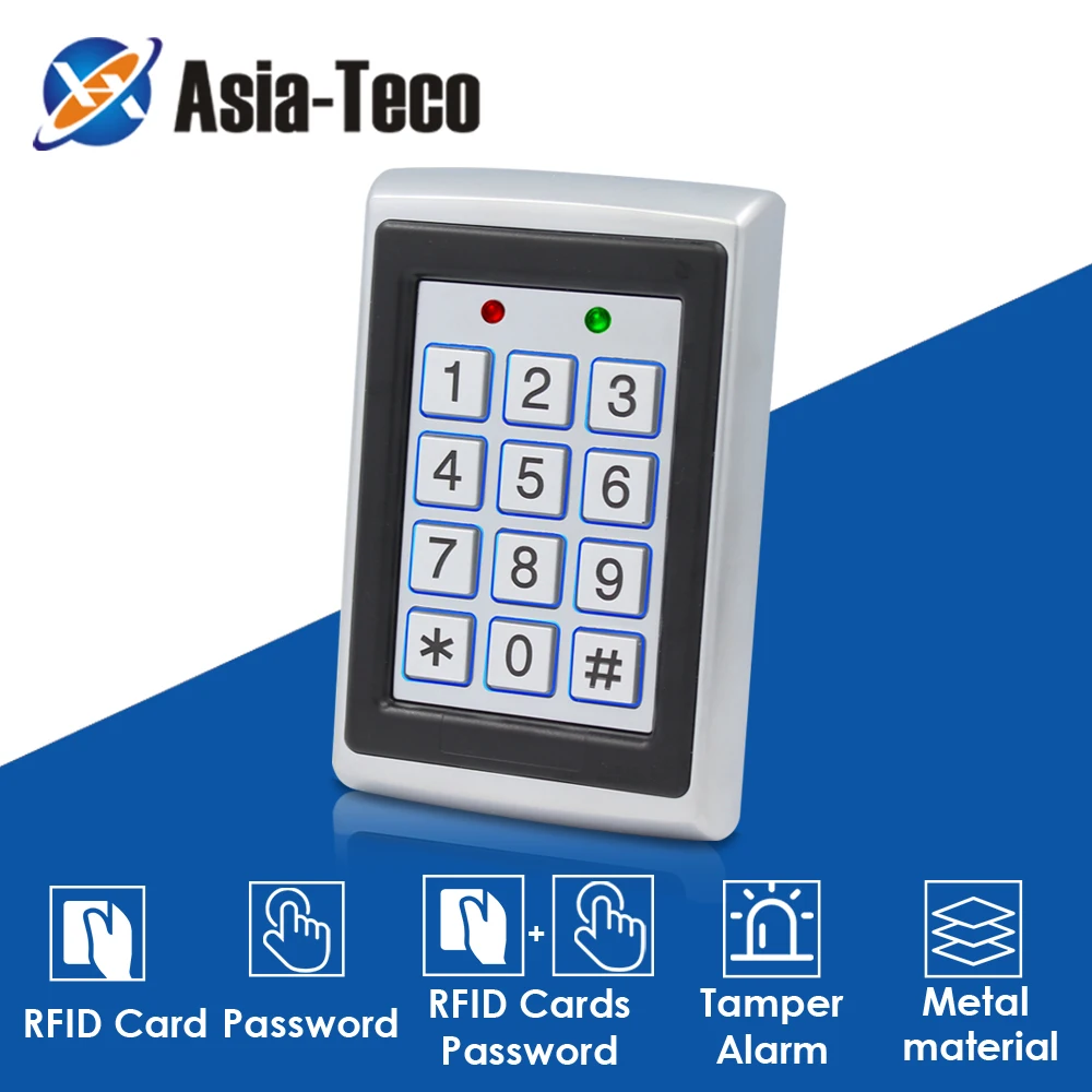 

RFID Metal Access Control EM Card Reader Keypad W/ 2000 Users 125KHz Card Reader Keypad Key Fobs Door Access