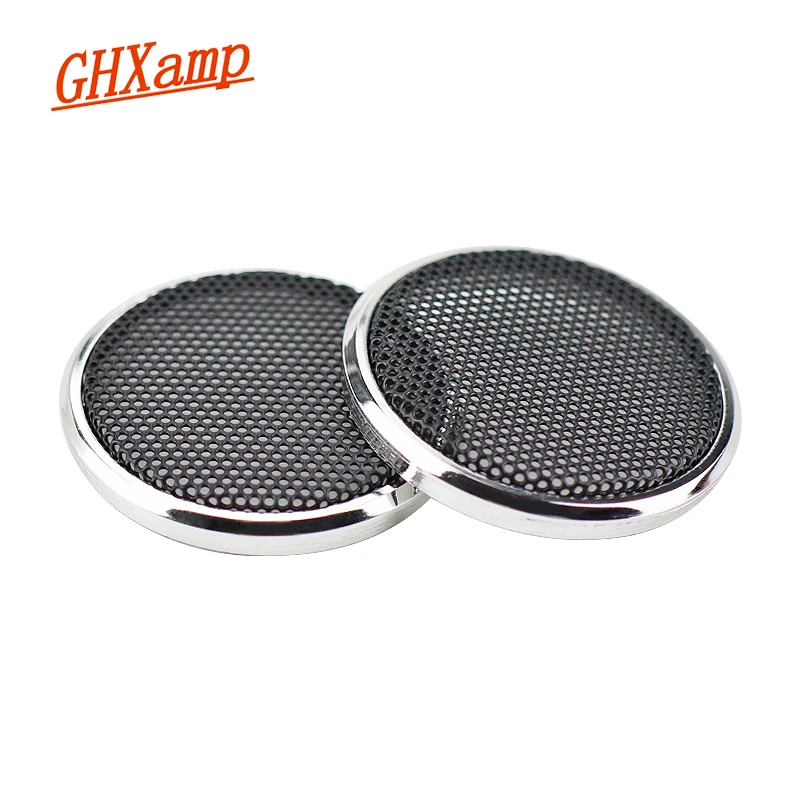 GHXAMP 2PCS 43mm Tweeter Speaker Grill Mesh Enclosure netting Protective Cover DIY Electroplated silver ring spray black