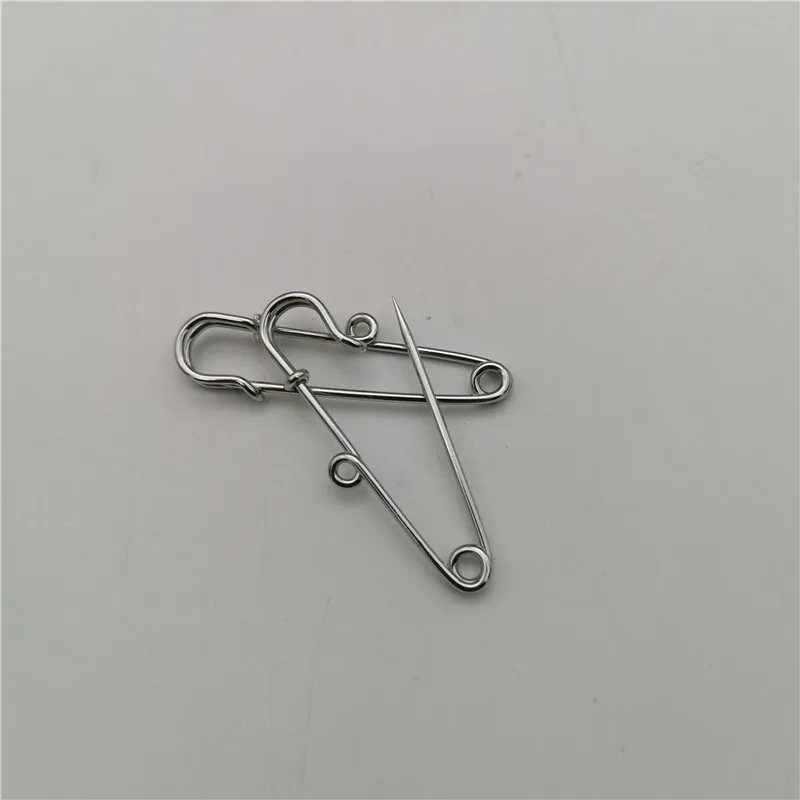 Grande Cor Prata Brooche Pins, Encontrar Jóias DIY, 5cm, 1 Loop, Pins de Segurança, 100Pcs