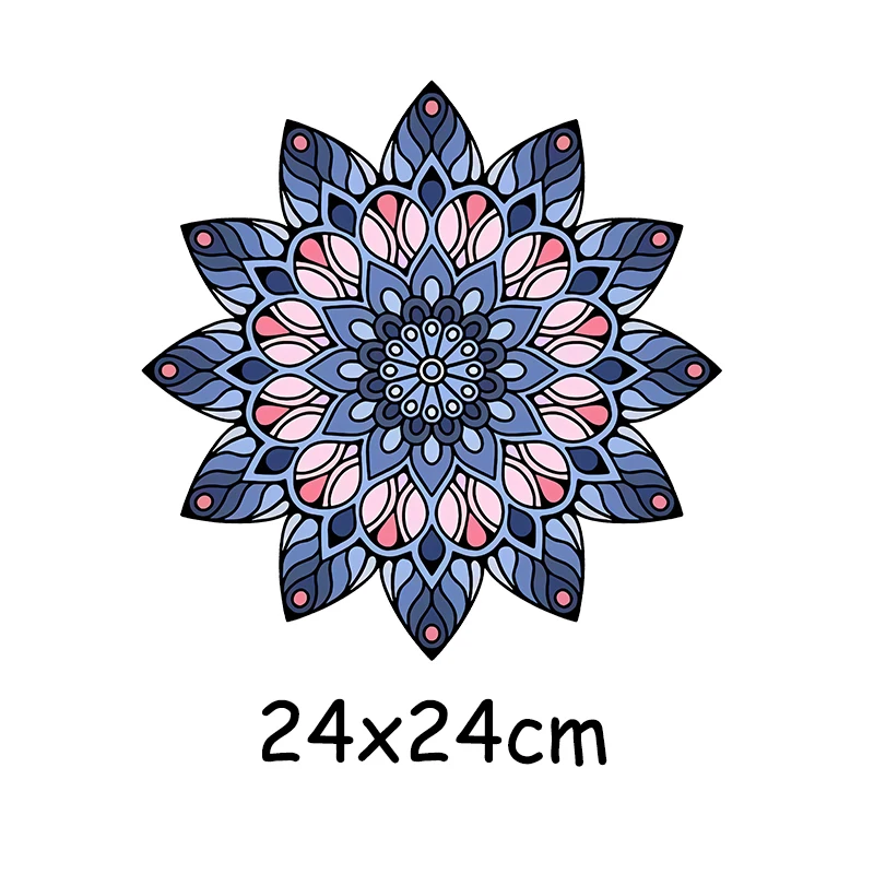 Iron On Patches Mandala Flowers Stripes Thermal Stickers On Clothes Heat Transfer Fusible Heat Transfer Vinyl Custom Patch