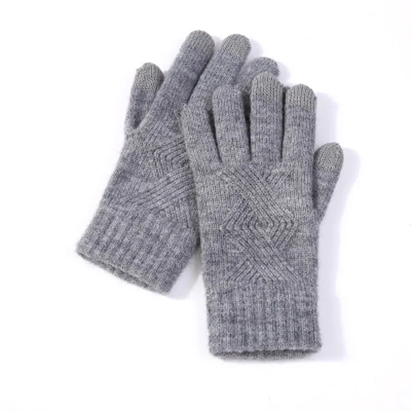 

Female Winter Thin Touch Screen Driving Gloves Unisex Stripe Wool knit Elastic Warm Outdoor sports Fitness Cycling Mittens L19