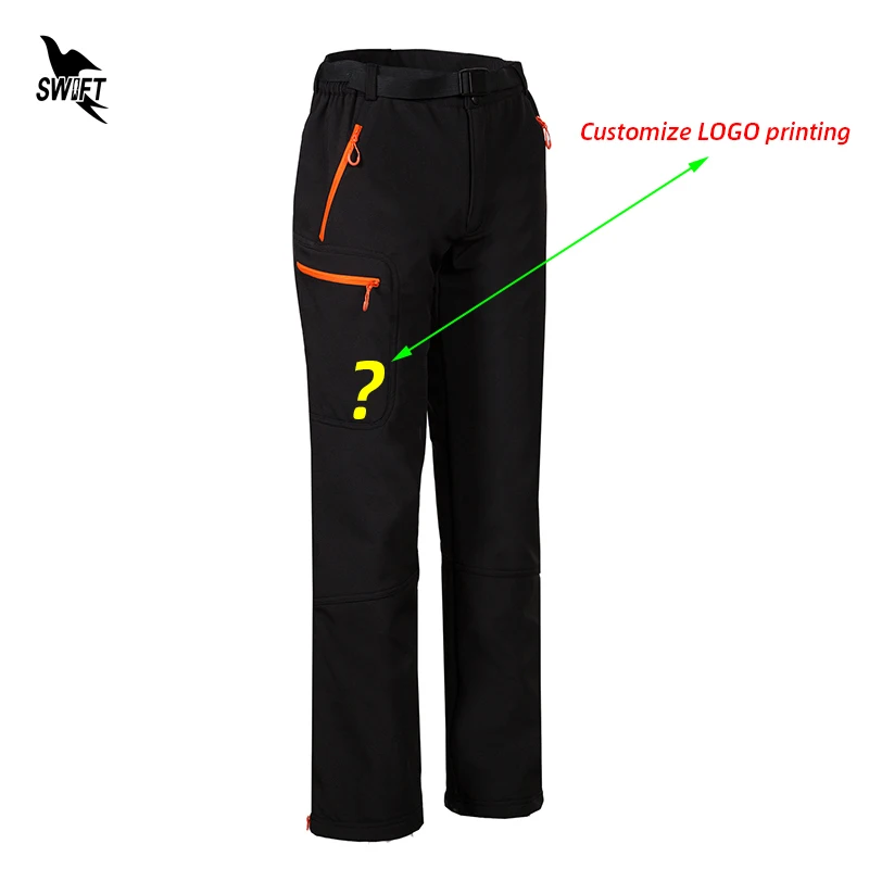 

Customize LOGO Camping Hiking Softshell Pants Men Waterproof Winter Thermal Fleece Trousers Outdoor Trekking Mountain Clothing