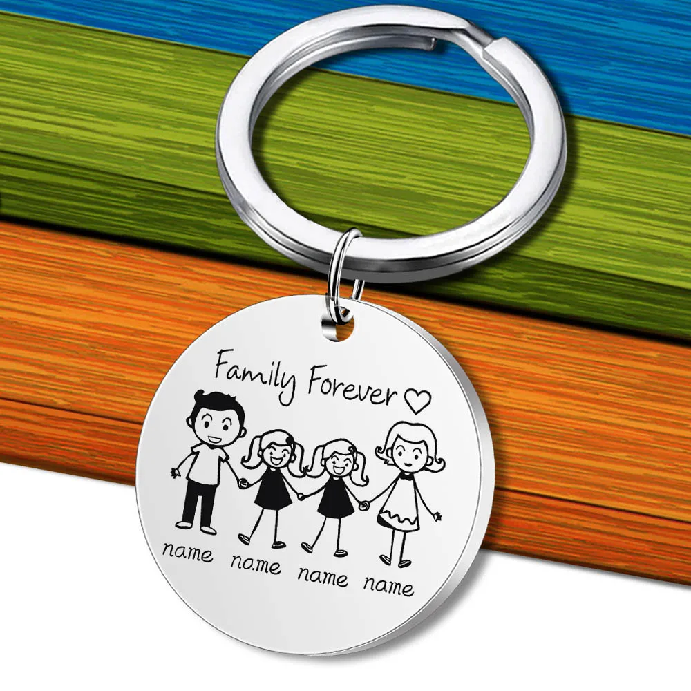 Personalized Family Gifts Keychain Custom Mom Dad Daughter Son Pet Key Chain Engraved Stainless Steel Mother Father Kids Keyring