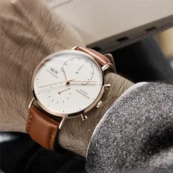 IW Watch For Men Luxury Brand Brown Leather Strap Sapphire Quartz Men Watches Relogio Masculino Ultra-thin Waterproof Clock