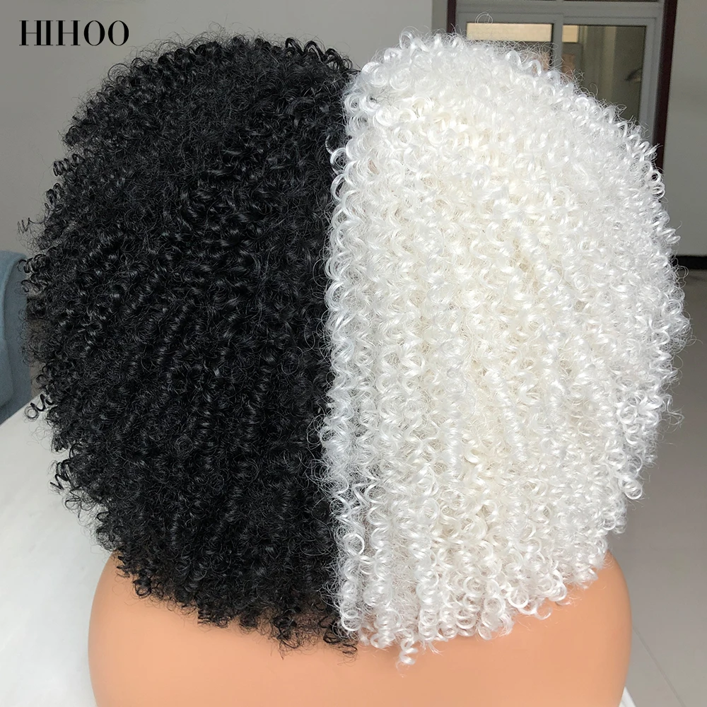 Capelli corti parrucche ricci Afro crespi con frangia per donne nere Cosplay Lolita sintetico naturale Ombre biondo rosa rosso Cosp