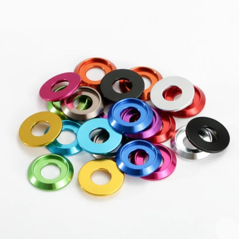 20pcs Button Aluminum round washer M2 M2.5 M3 M4 M5 M6 M8 colourful Aluminum cup head washer for button head screw bolts