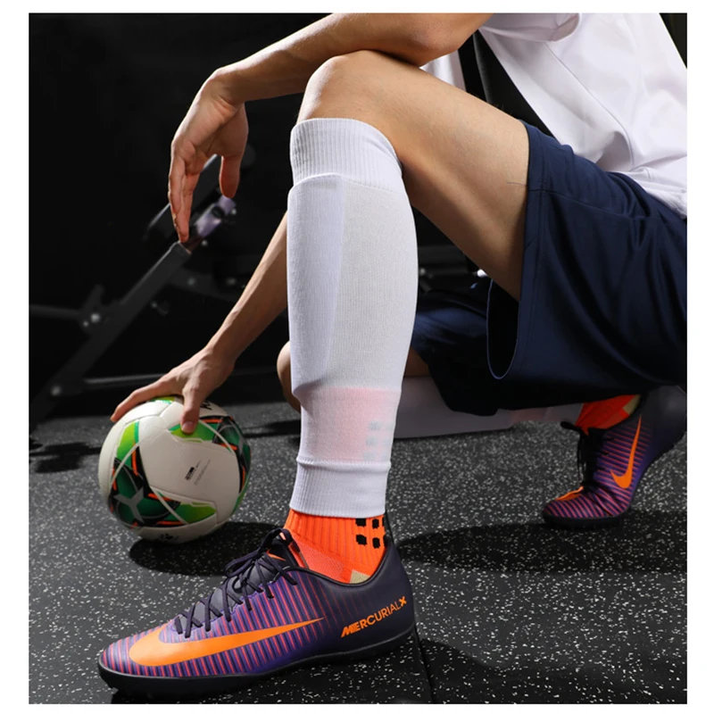 1 Pair High Elasticity Soccer Shin Guard Sleeve Without Feet Kids Adults Extra Size Shin Guard Football Cover Leg Support