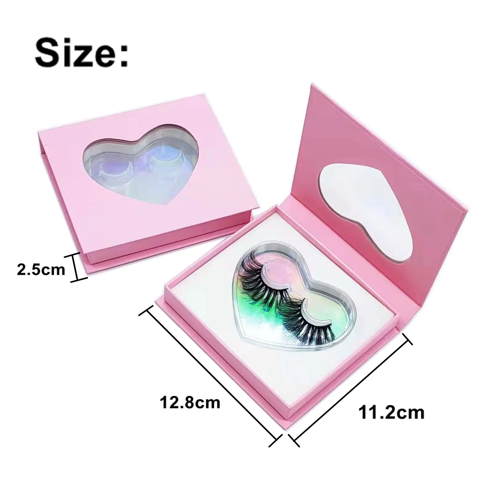 1 Pair Empty Heart Eyelash Box Magnetic Lash Package Pink Eyelash Case Beauty Luxury Lash box Valentine\'s Day Lash Book