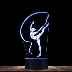 Rhythmic Gymnastic 3D Optical Illusion Night Lamp Gymnastics Ribbon Dancer Gymnastics Girl LED Night Light Decorative Table Lamp