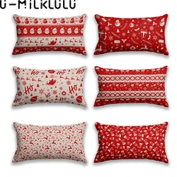 Housse de coussin décorative pour canapé, motif joyeux nouvel an, noël, style Boho, 30x50, décorations de fête rouge personnalisées, 2022