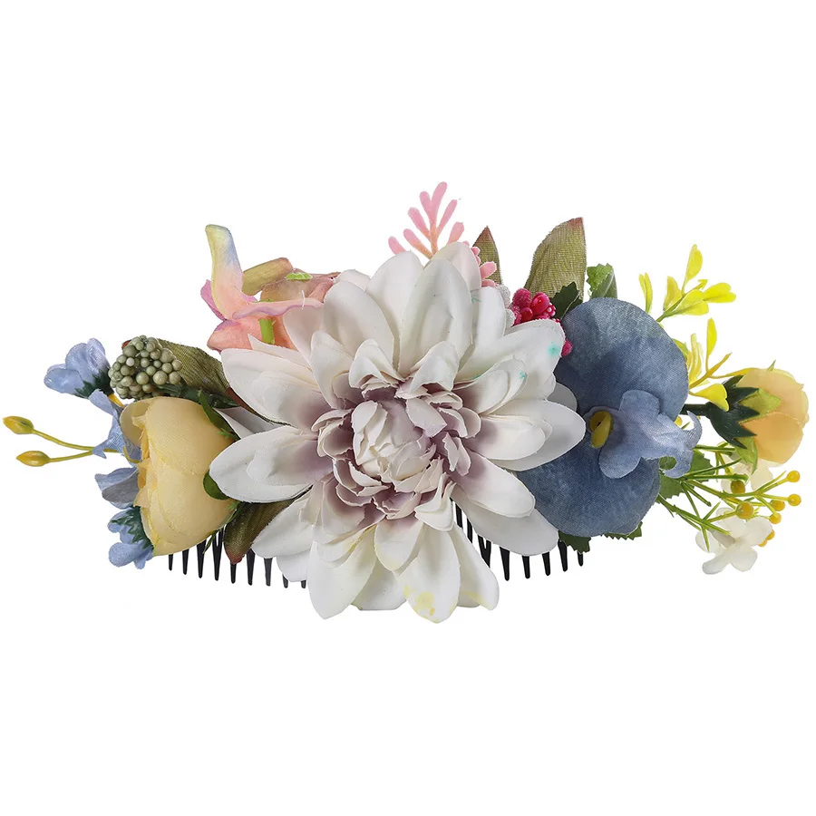 Haimeikang New Fashion Head Comb Artificial Flower Head Comb Party Wedding For Women Elegant Headdress Festival Hair Accessories