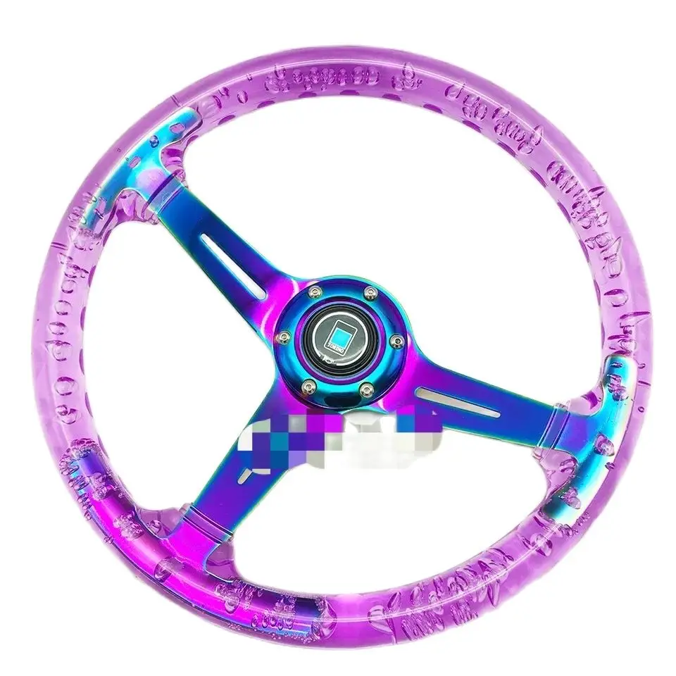 New 350mm14inch Acrylic Transparent Racing Sports Car Steering Wheel Neo Chrome ABS 70mm Deep Universal Auto with Logo