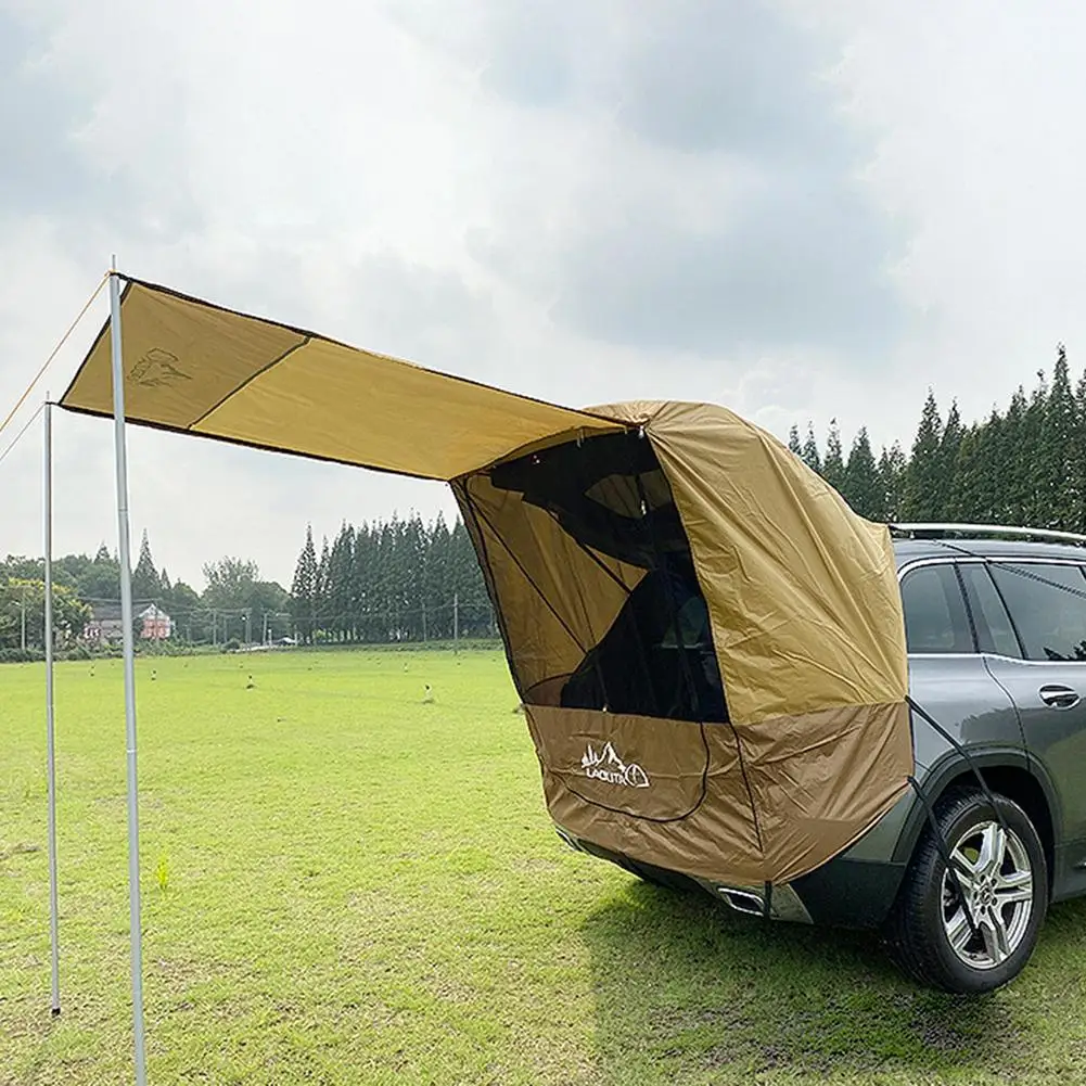 Multifunctional Car Trunk Tent Sunshade Rainproof Simple Motorhome Tent With 2 Iron Pipe For Self-driving Tour Barbecue Camping