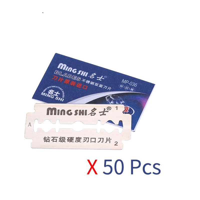 Hot 50pcs/lot Double-sided Blade Brand Faced Black Stainless Steel Razor Blades