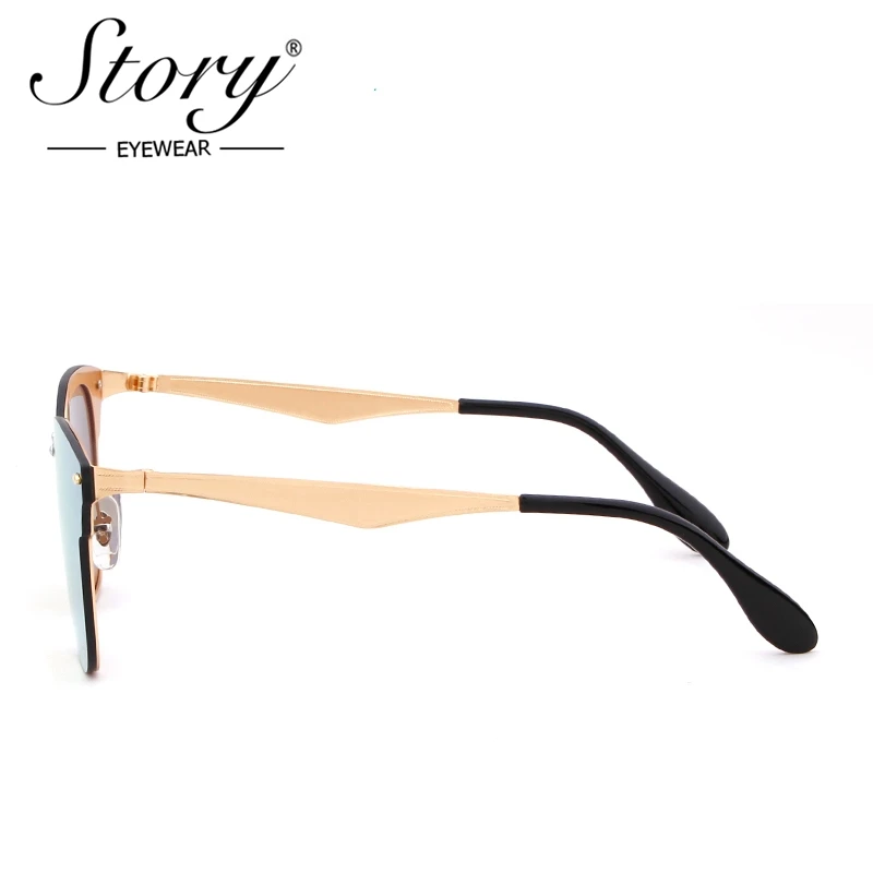 STORY Brand Designer Rose Gold Sunglasses Women Cat Eye Sunglasses For Women Mirror Sport Sunglass lunette de soleil pour femmes