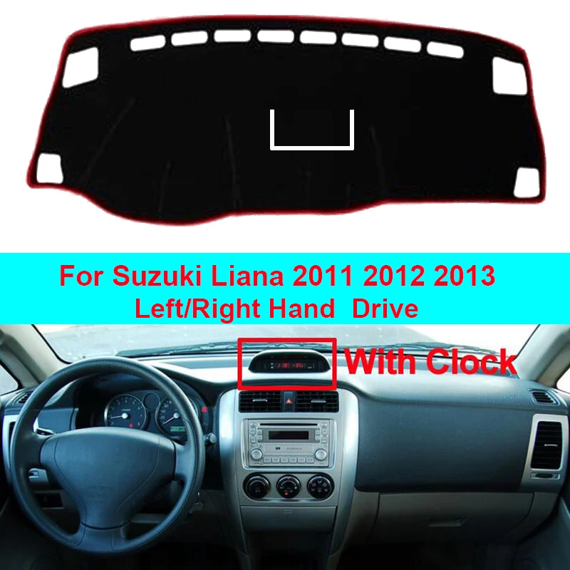 Car Inner Dashboard Cover Dash Mat Carpet Cushion Sun Shade Dash Board Pad For Suzuki Liana 2011 2012 2013 with Clock LHD RHD