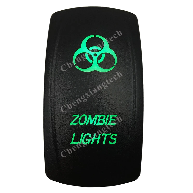 12V 24V Boat Car 5 Pin ON/OFF SPST Rocker Toggle Switch- ZOMBIE LIGHTS - Green Led Waterproof IP66 for Carling ARB 4X4 NARVA