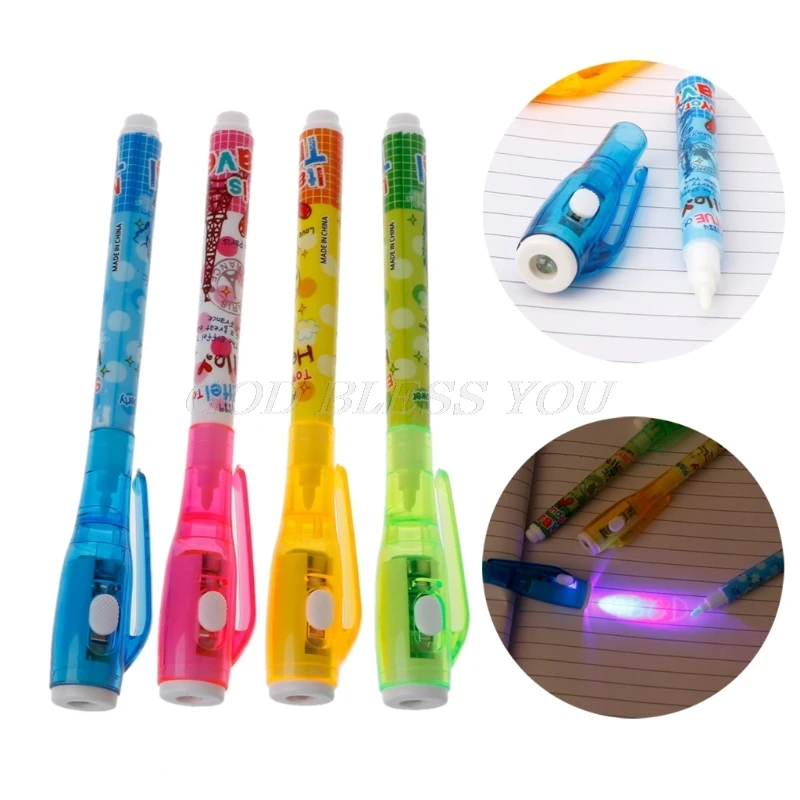 4PC Invisible Ink Pen With Light Magic Marker Kid Pen for Secret Message Drop Shipping