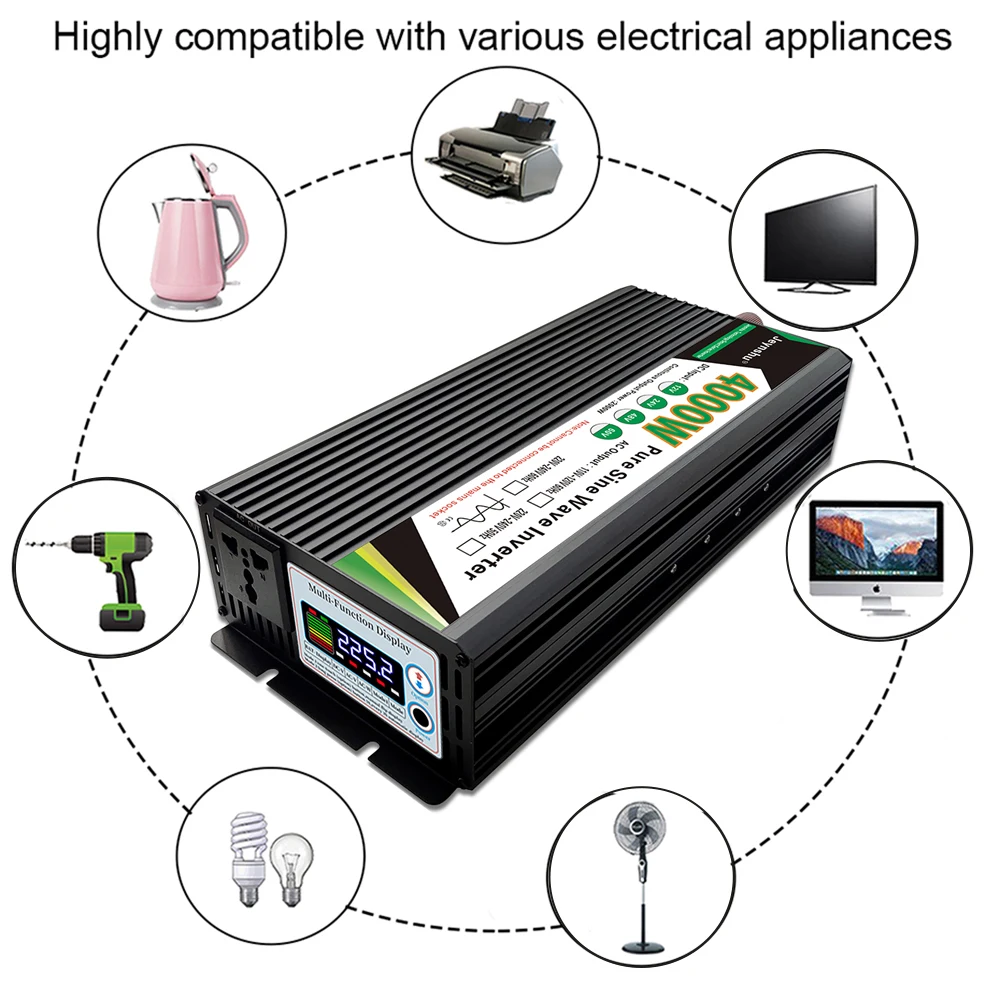 Imagem -05 - Inversor de Onda Senoidal Pura 12v 220v 48v 110v 2000w 3000w 4000w Transformador de Tensão Inversor Solar