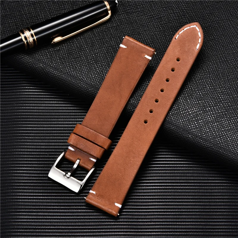 Quick Release Leather Watchbands 18mm 20mm 22mm 24mm Casual Belt Smart Watch Strap Soft Matte Bracelet Wrist Watch Band