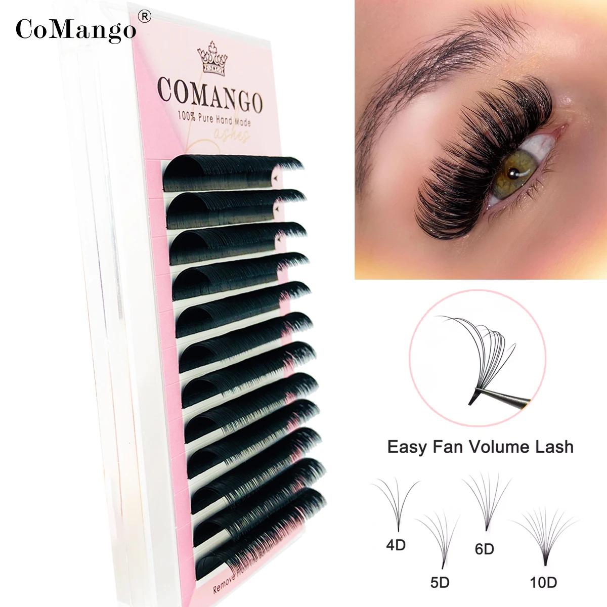 

CoMango Easy Fan Lashes Extension DIY 2d/3d/4d/10d Искусственная норка Цветущие ресницы для наращивания 0,03/0,05/0,07 Макияж Ресницы