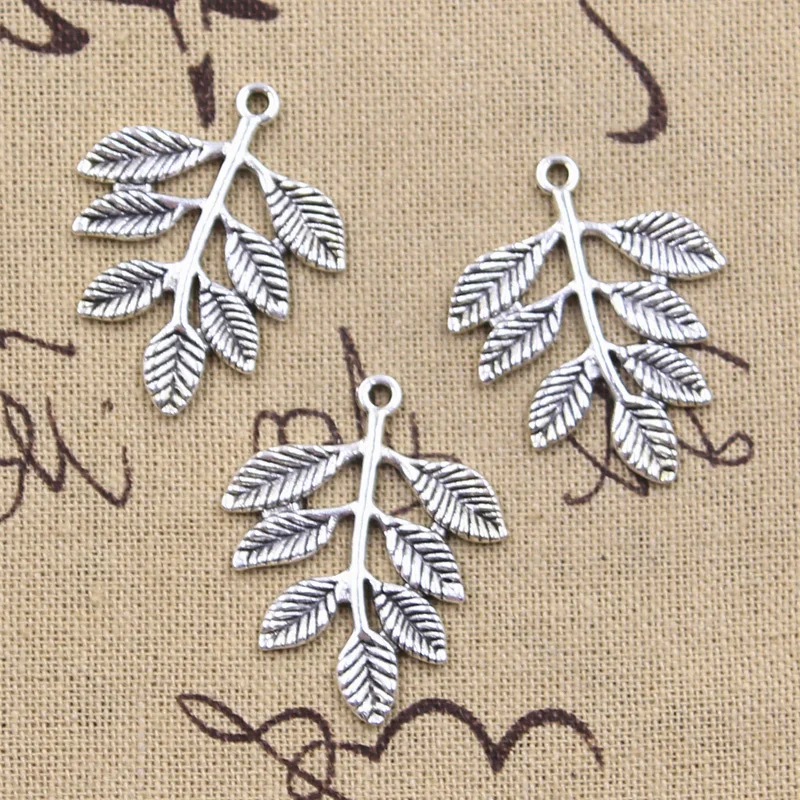 8pcs Charms Tree Leaf Branch 28x35mm Antique Making Pendant fit,Vintage Tibetan Bronze Silver Color,DIY Handmade Jewelry