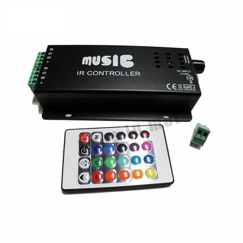 DC12-24V 2017 24 Keys music controller IR remote RGB controller Sound Sensitive for 5050 3528 led strip light lamp