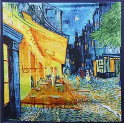 90*90cm Luxury Brand Women Silk Scarfs Van Gogh Painting Square Scarves Spring Summer Shawls For Ladies