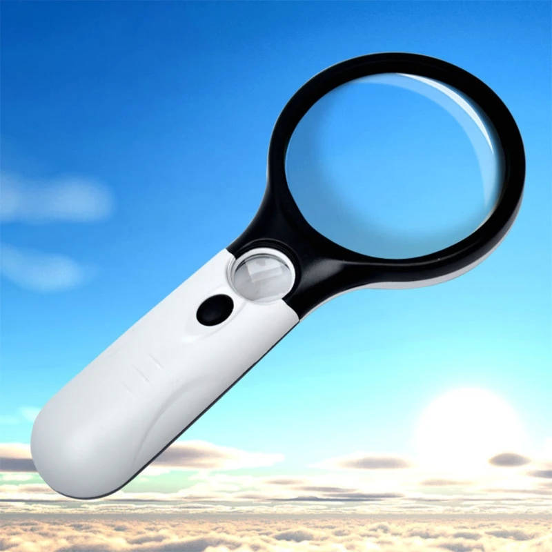 E5BE Magnifying Glass with Light 3x 45x Illuminated LED Magnifier Handheld Lighted Magnifying Glasses Seniors & Low-vision