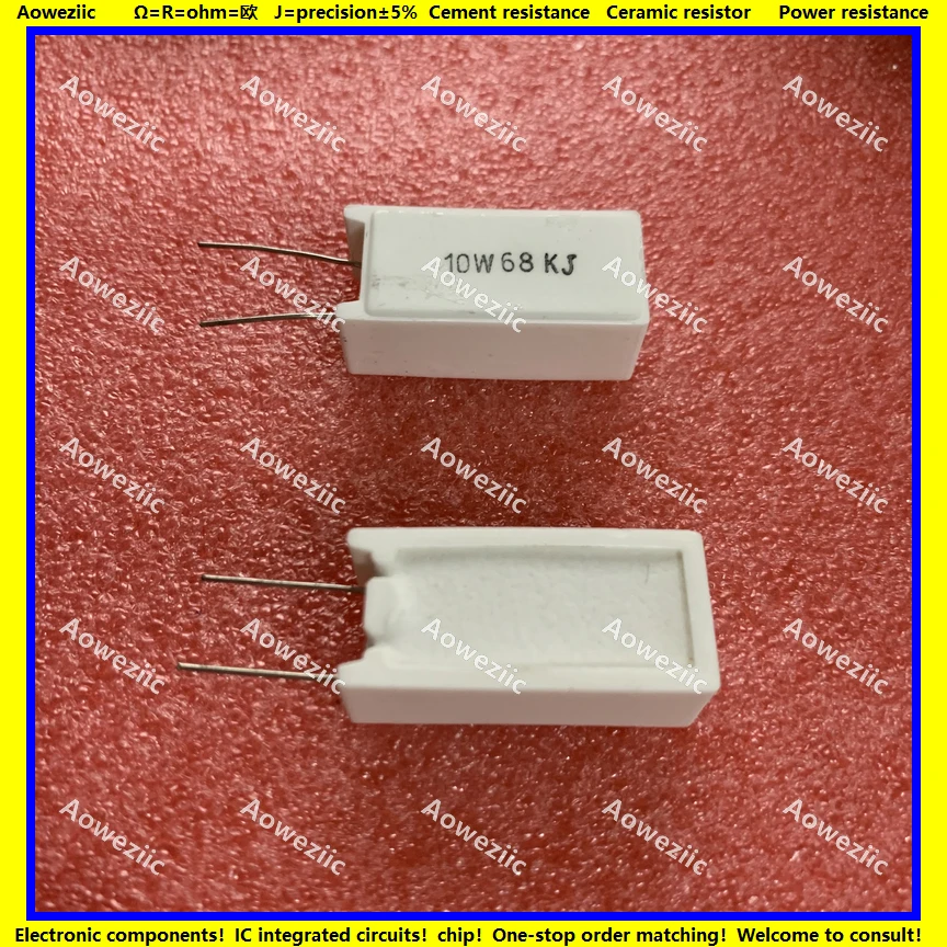 

10Pcs 10W68KJ RX27-5 Vertical Cement Resistance 10W 68K ohm 68KR 68KRJ 68000R Ceramic Resistance precision 5% Power resistance