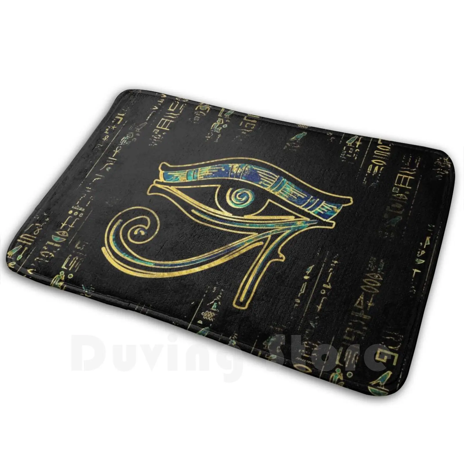 Egyptian Eye Of Horus On Hieroglyphics Gold And Marble Soft Non-Slip Mat Rug Carpet Cushion Wadjet Eye Of Ra Egypt