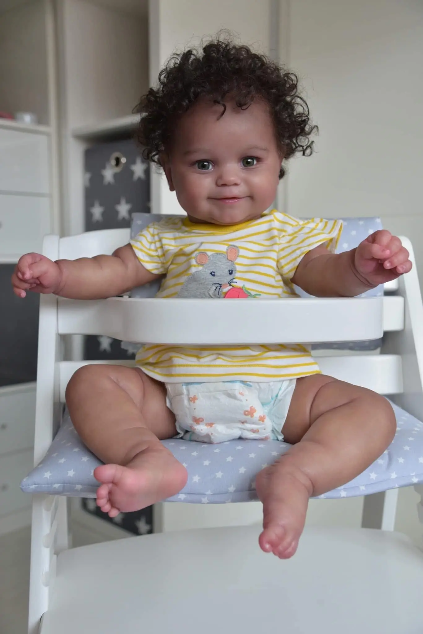 NPK 50CM Flexible Bebe Doll Reborn Baby Girl Maddie Black Skin  African American Baby Handrooted Hair with Bottle and Pacifier
