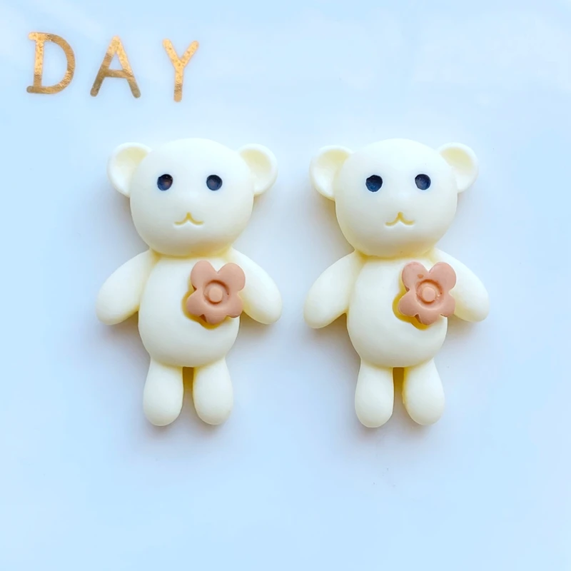 10Pcs New Cute Resin Mini Cartoon Little Bear Flat back Cabochon Scrapbook Kawaii DIY Embellishments Accessories